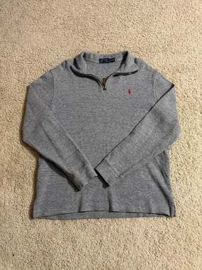 Polo Ralph Lauren Men's Gray 1/4 Zip Pullover Interlock Cotton Sweater